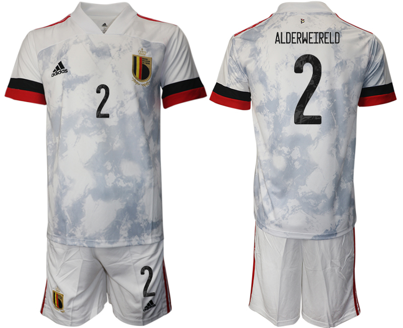 Men 2021 European Cup Belgium away white #2 Soccer Jersey->belgium jersey->Soccer Country Jersey